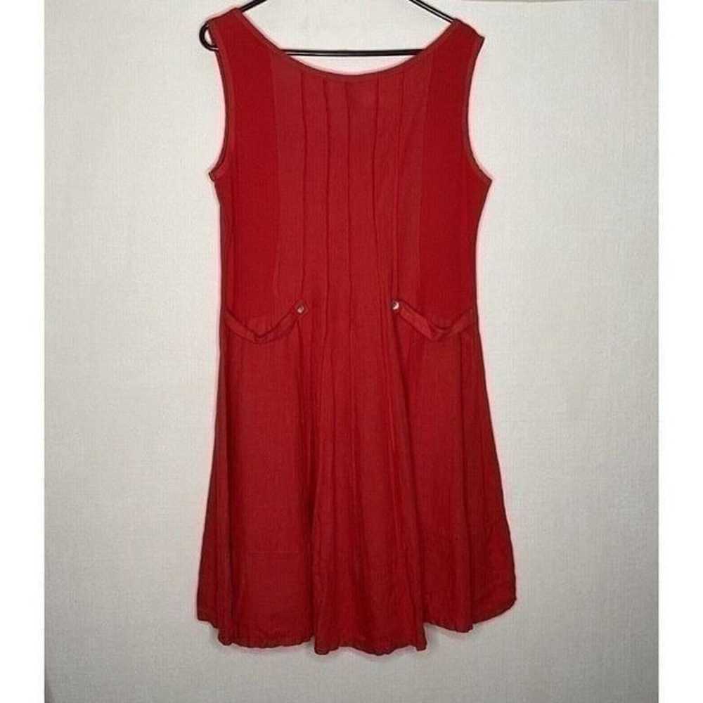 Oizini Women's Red Coral 100% Linen Sleeveless V-… - image 5