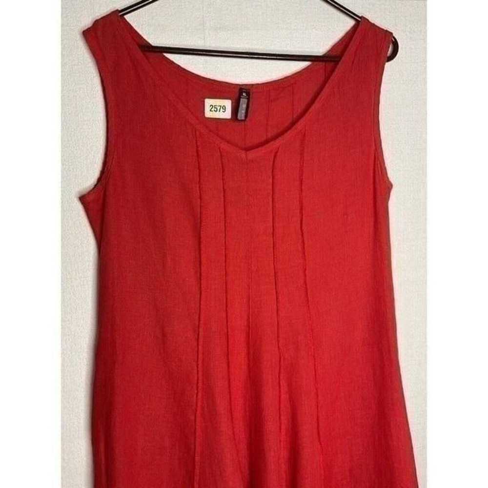 Oizini Women's Red Coral 100% Linen Sleeveless V-… - image 7