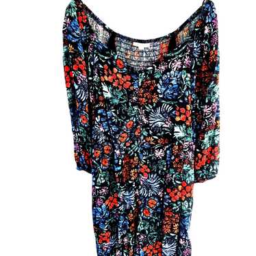 Knox Rose Women's Dress Large Black Floral Long S… - image 1