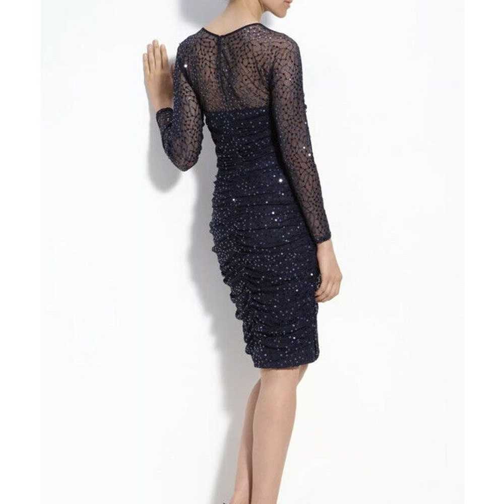 Tadashi Shoji Navy Blue Sheer Ruched Bodice Sequi… - image 2