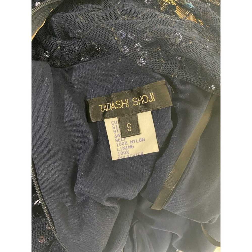 Tadashi Shoji Navy Blue Sheer Ruched Bodice Sequi… - image 4