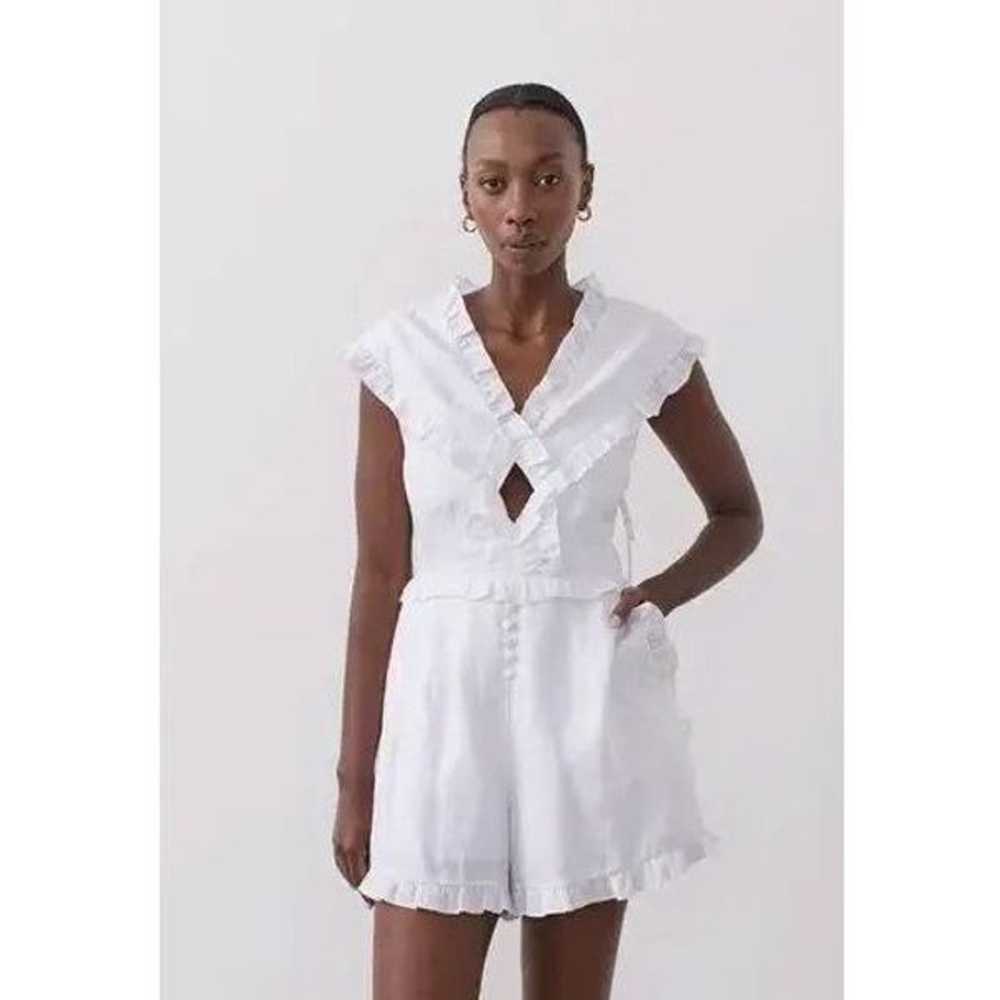 JOSLIN Kayla 100% Linen Romper jumpsuit white Siz… - image 1