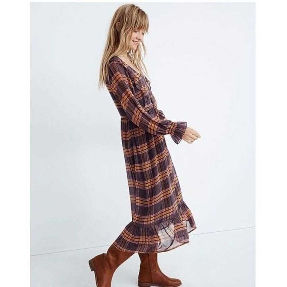 Madewell Sheer Plaid Full-Sleeve Ruffle Dress 199… - image 3