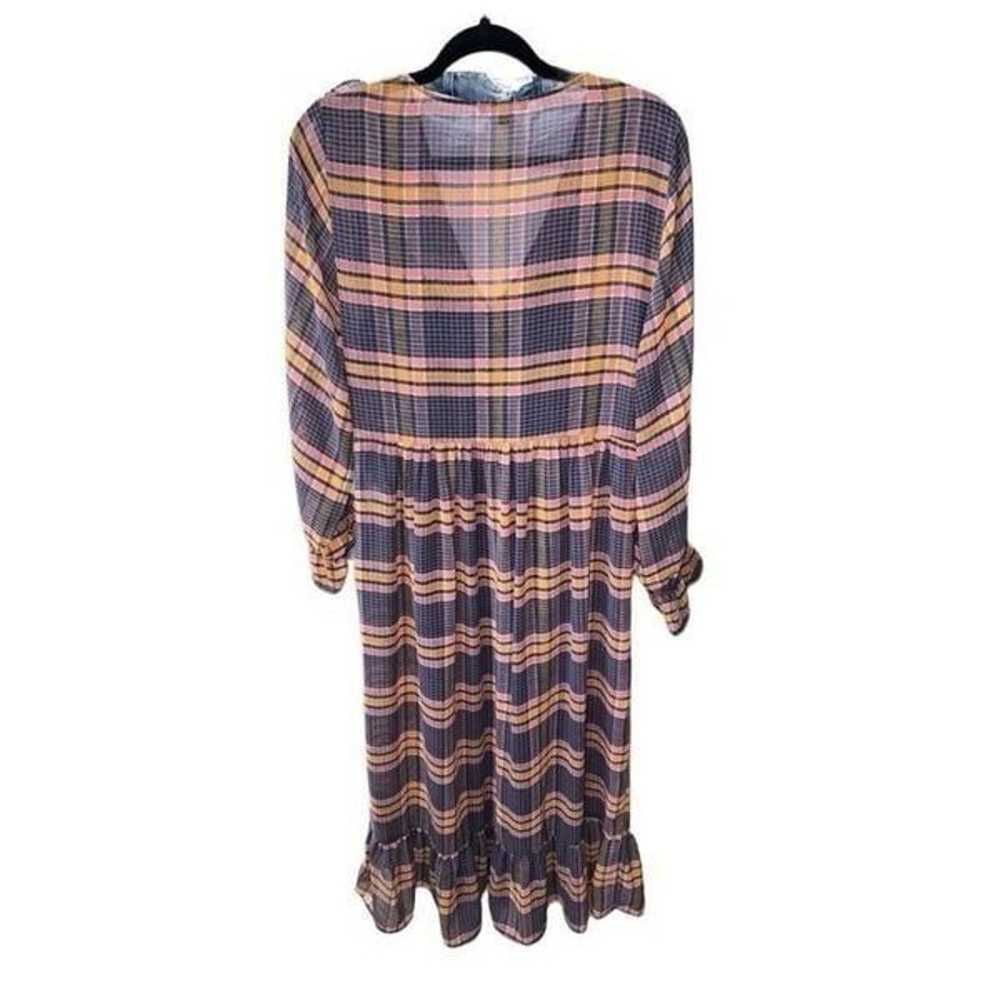 Madewell Sheer Plaid Full-Sleeve Ruffle Dress 199… - image 4