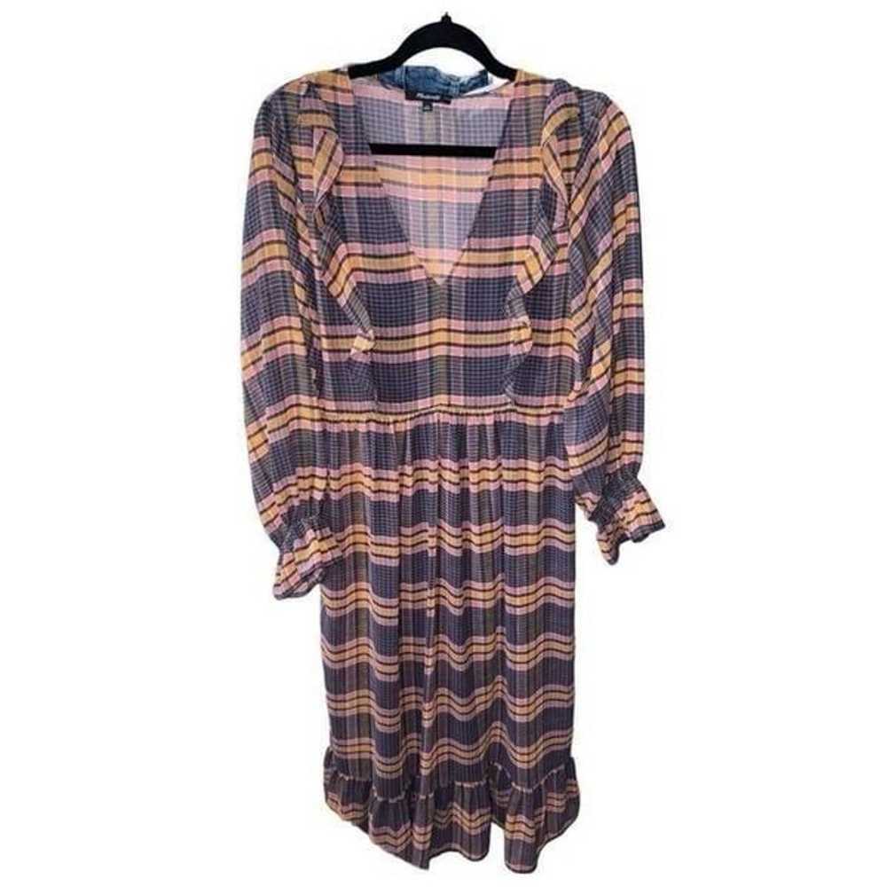 Madewell Sheer Plaid Full-Sleeve Ruffle Dress 199… - image 5