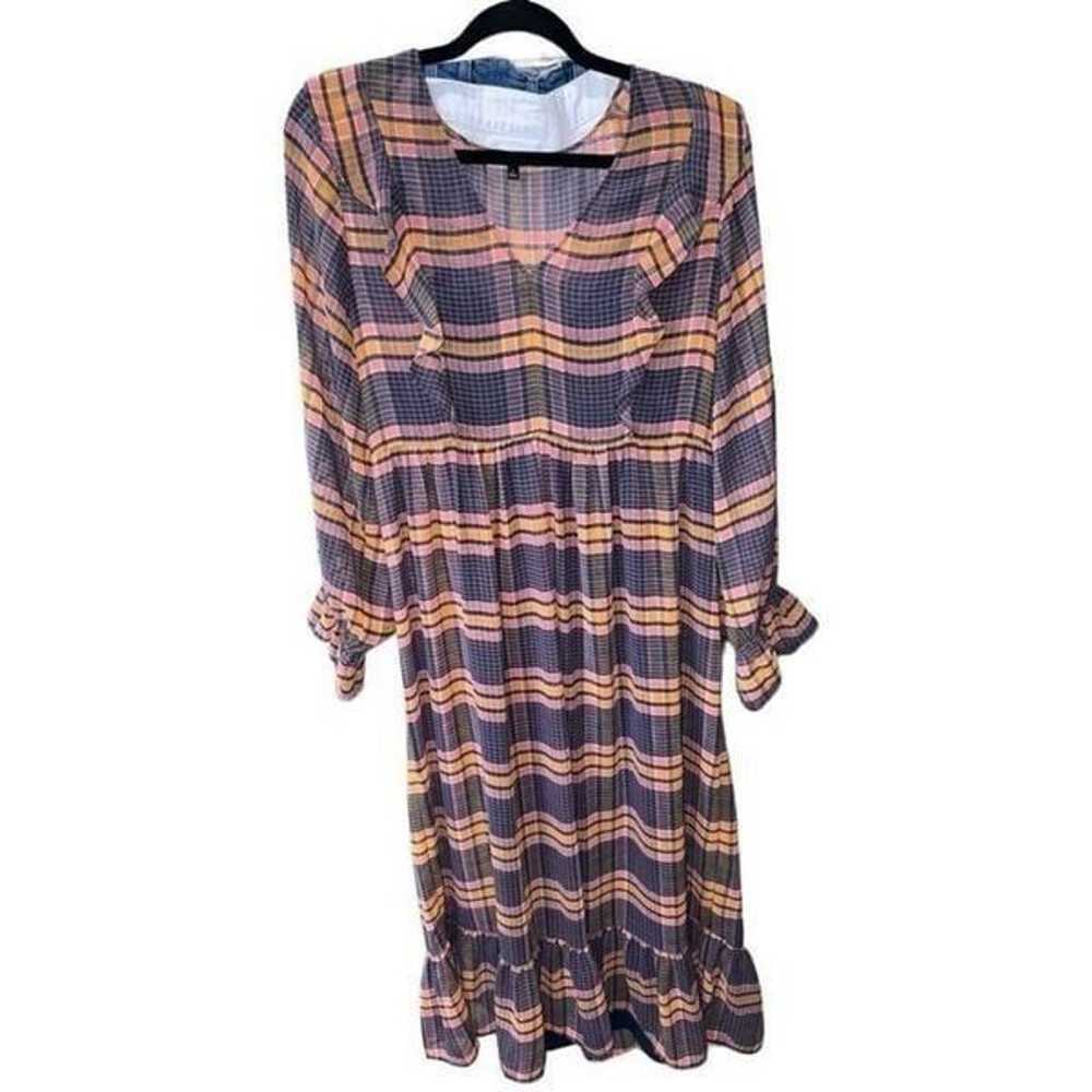 Madewell Sheer Plaid Full-Sleeve Ruffle Dress 199… - image 6