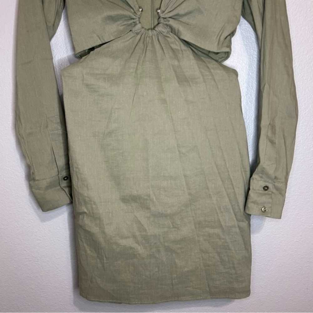 ZARA olive green linen blend cut out long sleeve … - image 5