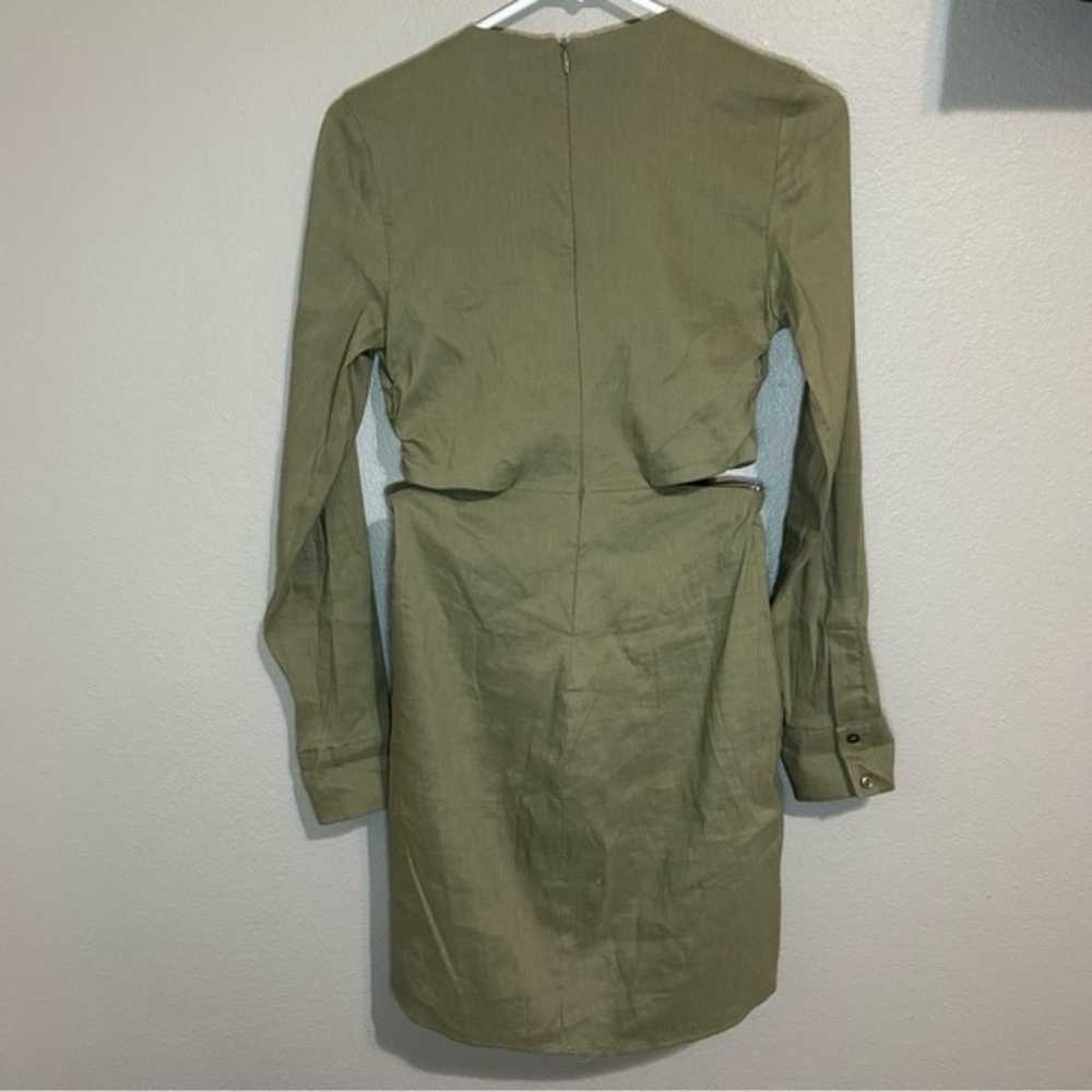 ZARA olive green linen blend cut out long sleeve … - image 6