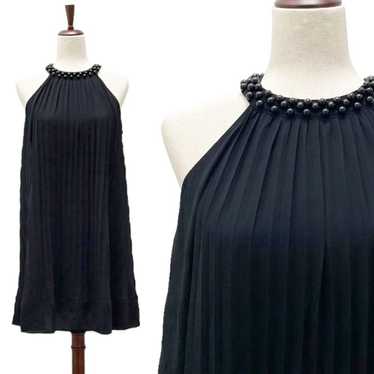 Vintage BH-One Fashion Black Chiffon Pleated Halte