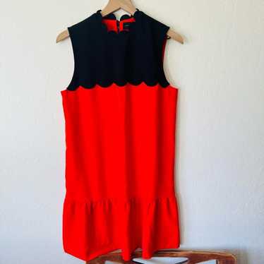 Victoria Beckham | red and black scalloped dress