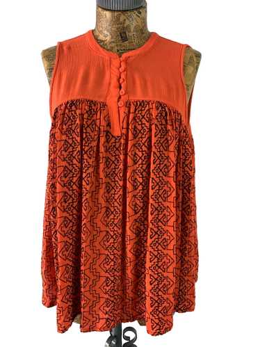 NEXT TANK TOP VEST 10 BURNT ORANGE BLACK Embroider