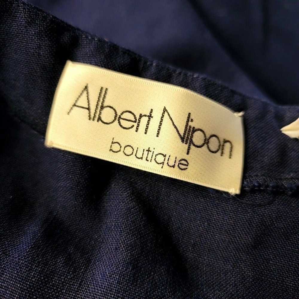 Vintage 80s Albert Nipon Womens Navy Blue Linen T… - image 7