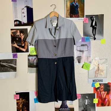 90s grey color block mini dress