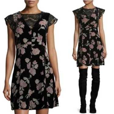 Nanette Lepore Velvet Floral Black Lace Dress