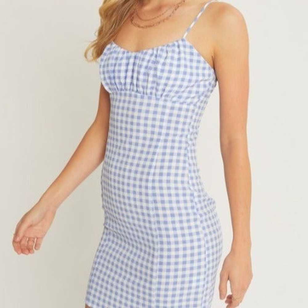 WOMEN'S BLUE GINGHAM SPAGHETTI STRAP CAMI MINI DR… - image 3