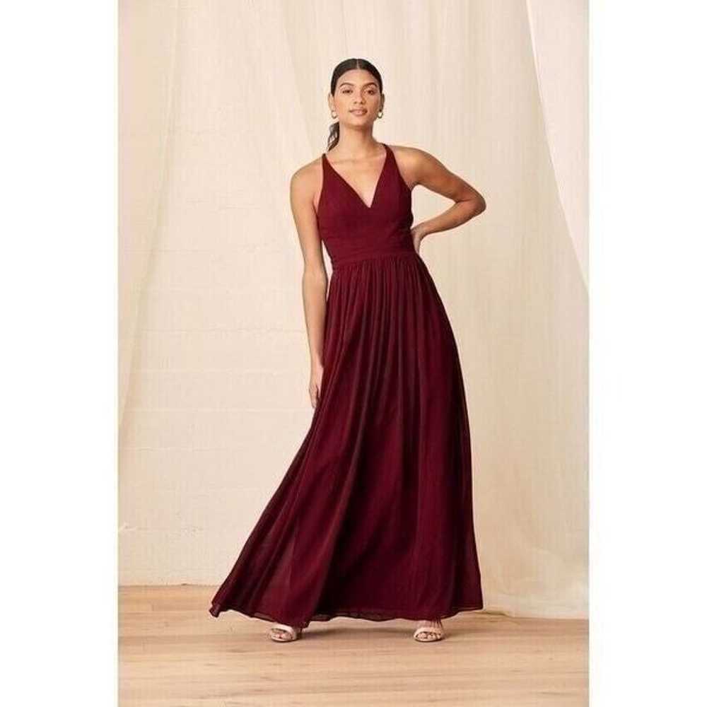 Lulus Dress Burgundy Love Spell Lace Back Maxi Dr… - image 1