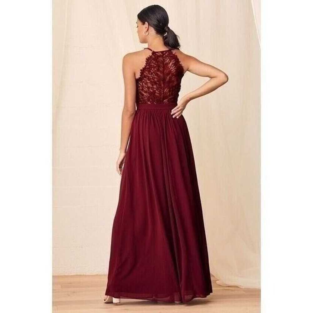 Lulus Dress Burgundy Love Spell Lace Back Maxi Dr… - image 2