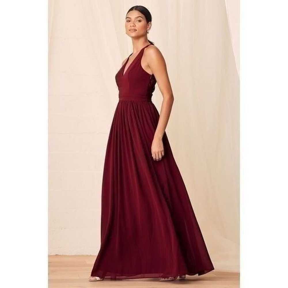 Lulus Dress Burgundy Love Spell Lace Back Maxi Dr… - image 3