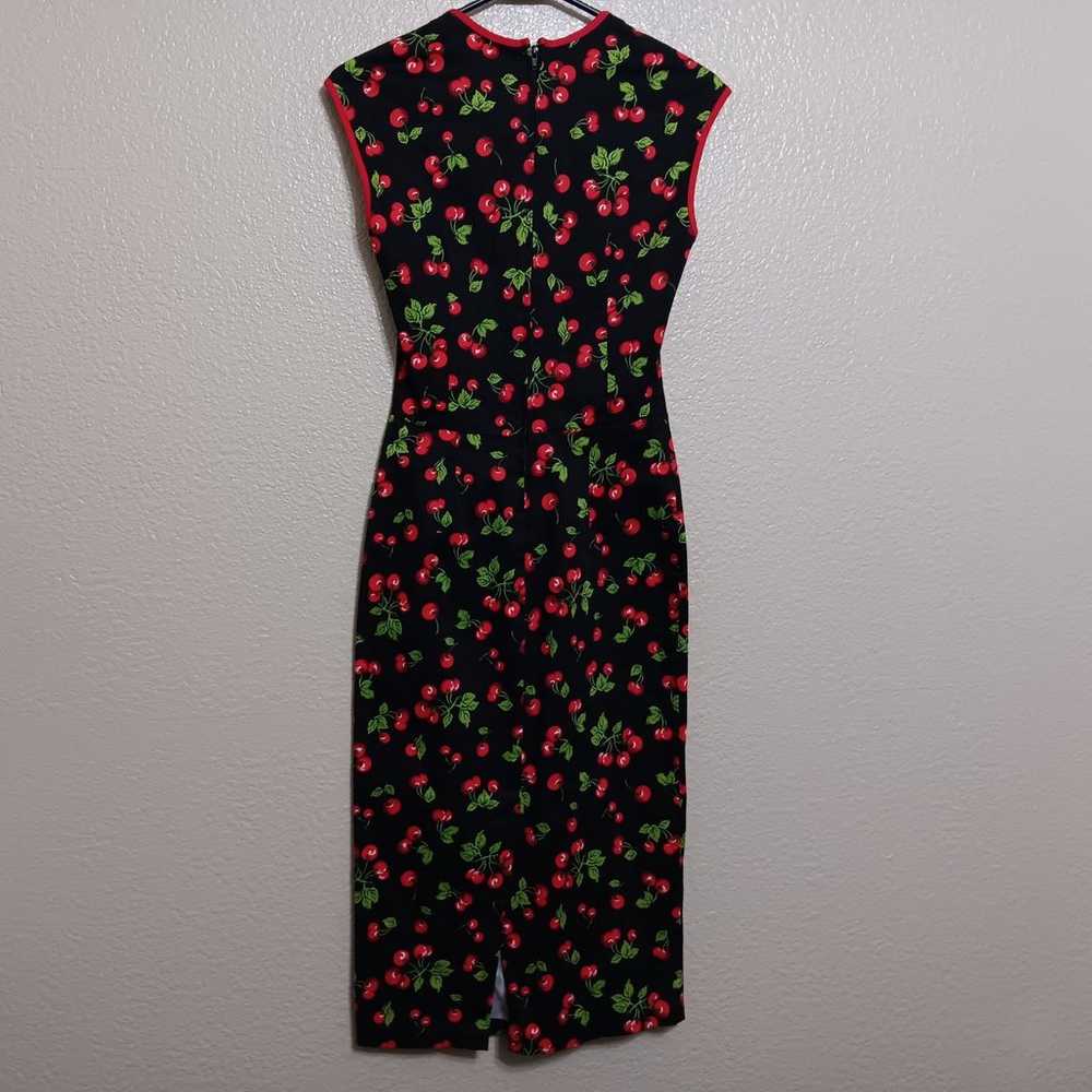 Pinup Couture Black Red Cherry Print Midi Wiggle … - image 4