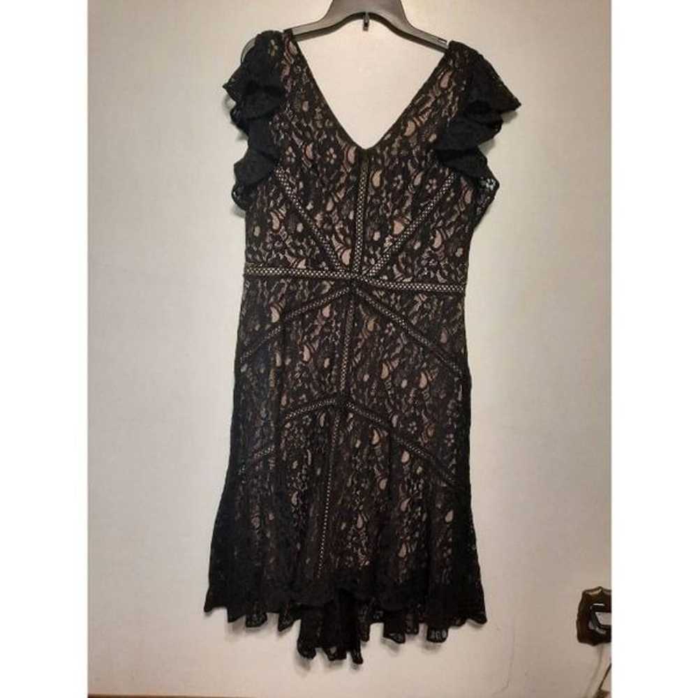 Taylor Ruffle Sleeve  Black Lace Dress Size 16 - image 1