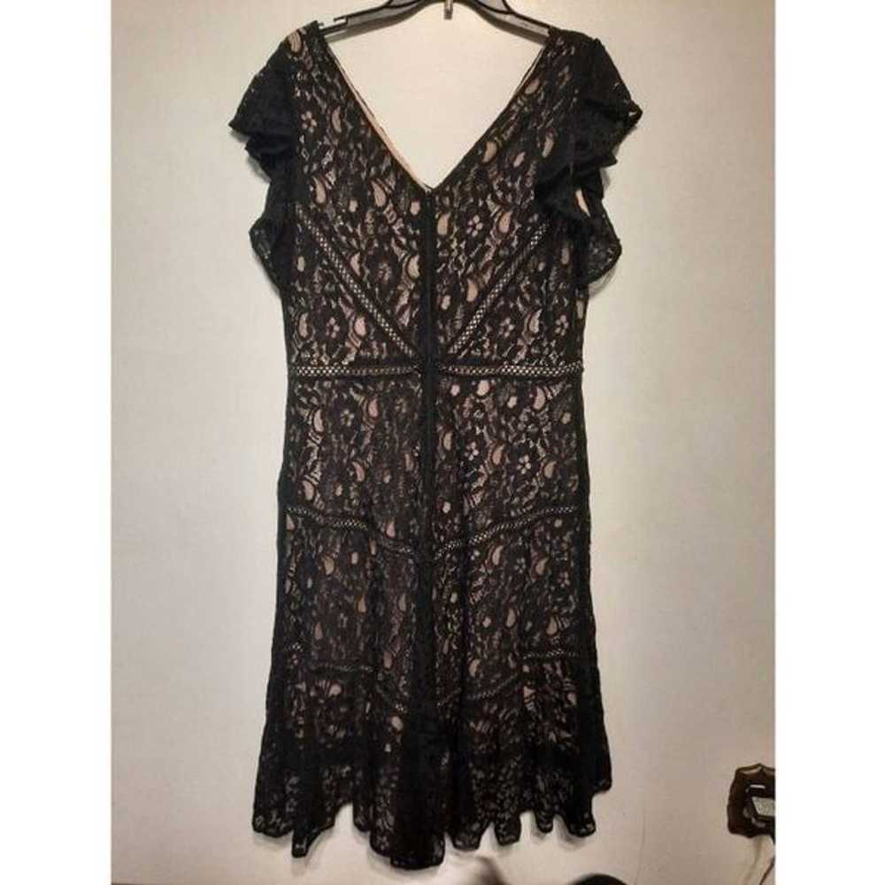 Taylor Ruffle Sleeve  Black Lace Dress Size 16 - image 3