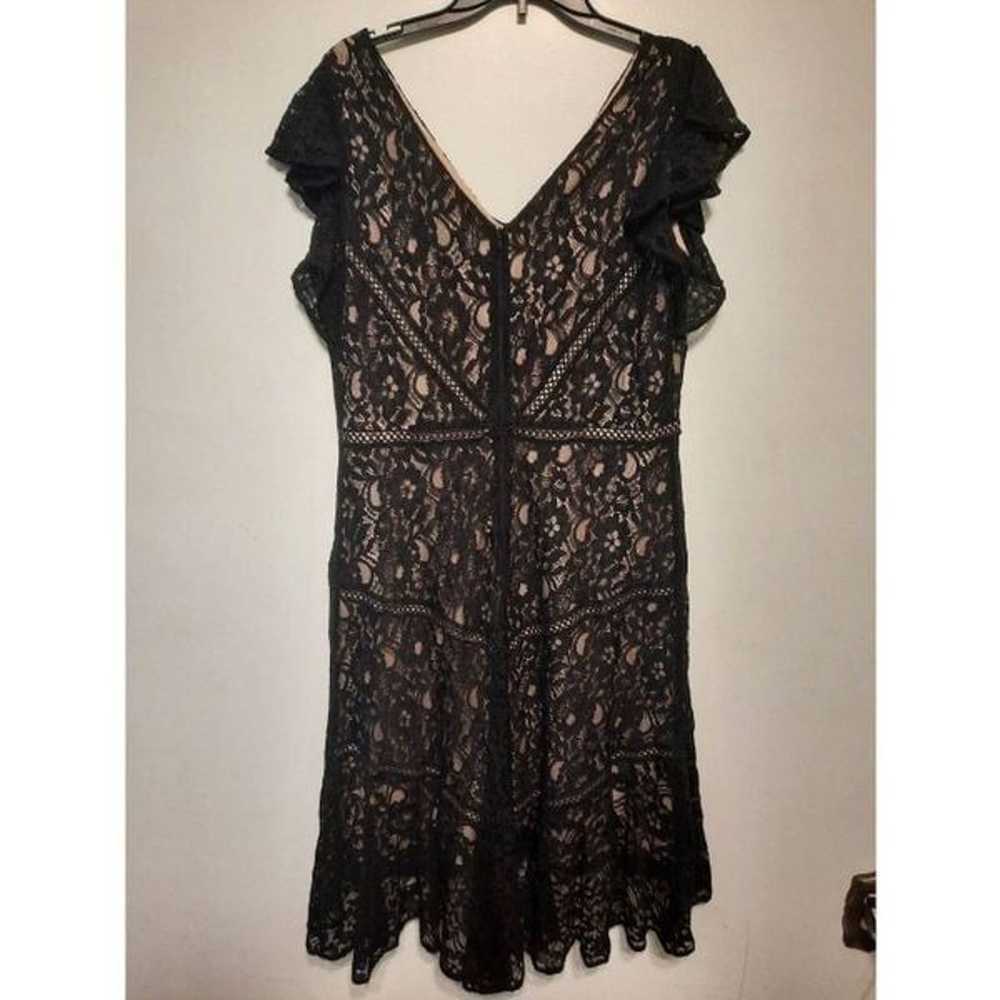 Taylor Ruffle Sleeve  Black Lace Dress Size 16 - image 4