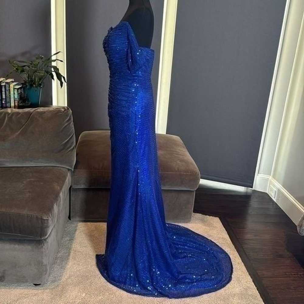 Women’s Blue Fully Sequined Off the Shoulder Prom… - image 4