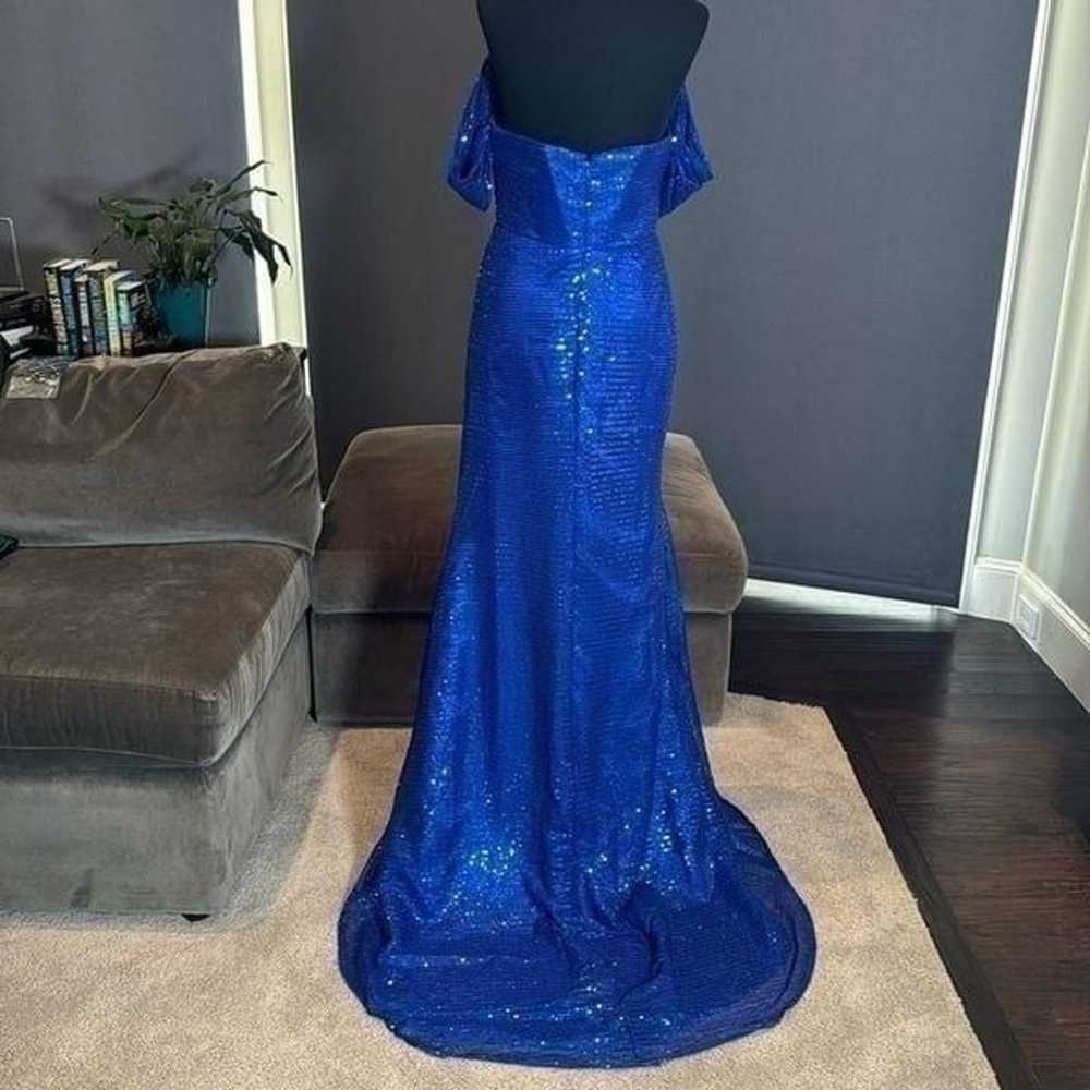 Women’s Blue Fully Sequined Off the Shoulder Prom… - image 5