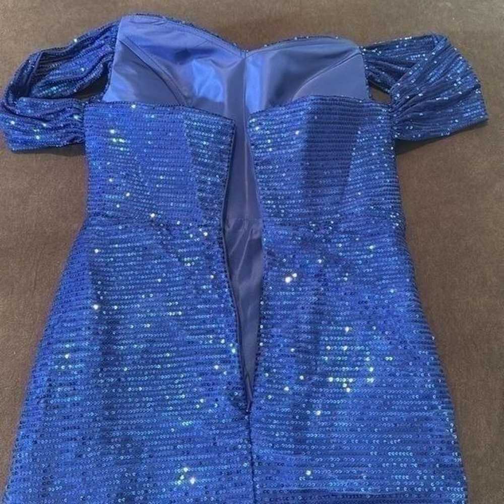 Women’s Blue Fully Sequined Off the Shoulder Prom… - image 8