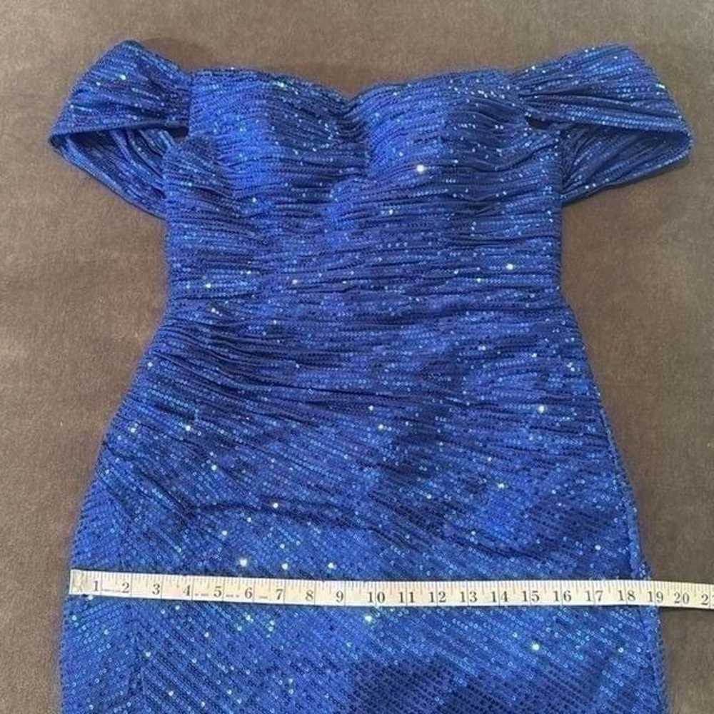 Women’s Blue Fully Sequined Off the Shoulder Prom… - image 9