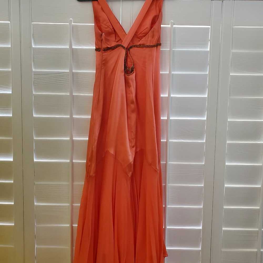 Y2K coral silk prom / formal gown - image 4