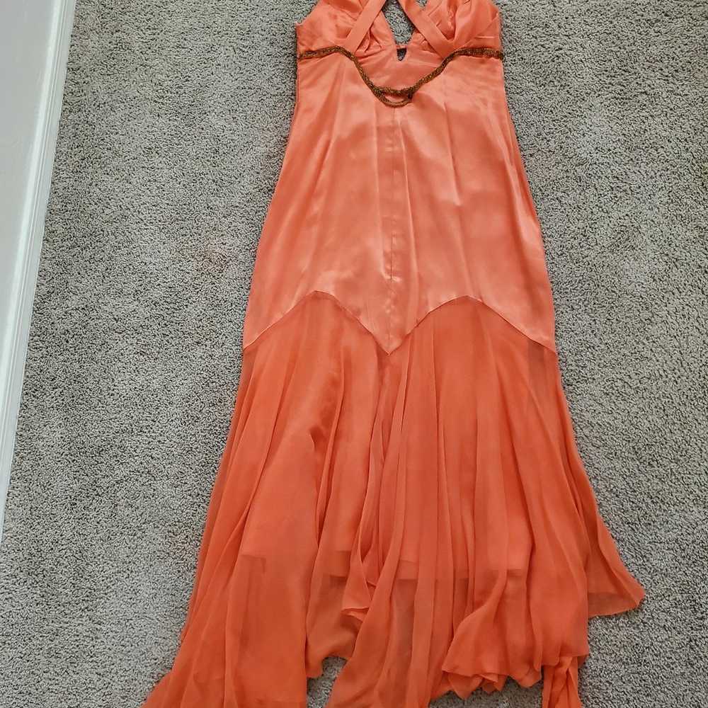 Y2K coral silk prom / formal gown - image 5