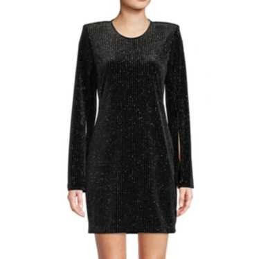 L'Agence 4 Black Silver Sparkle Eden Mini Dress V… - image 1