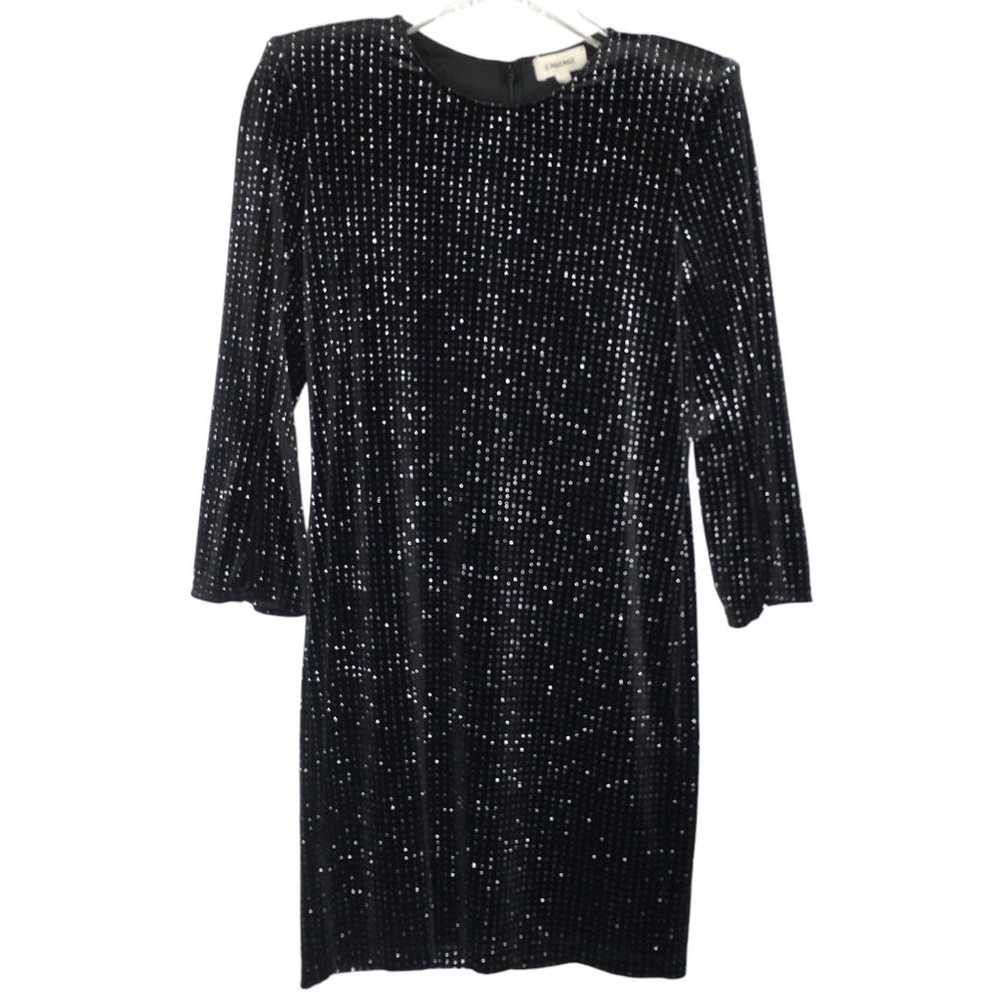 L'Agence 4 Black Silver Sparkle Eden Mini Dress V… - image 2