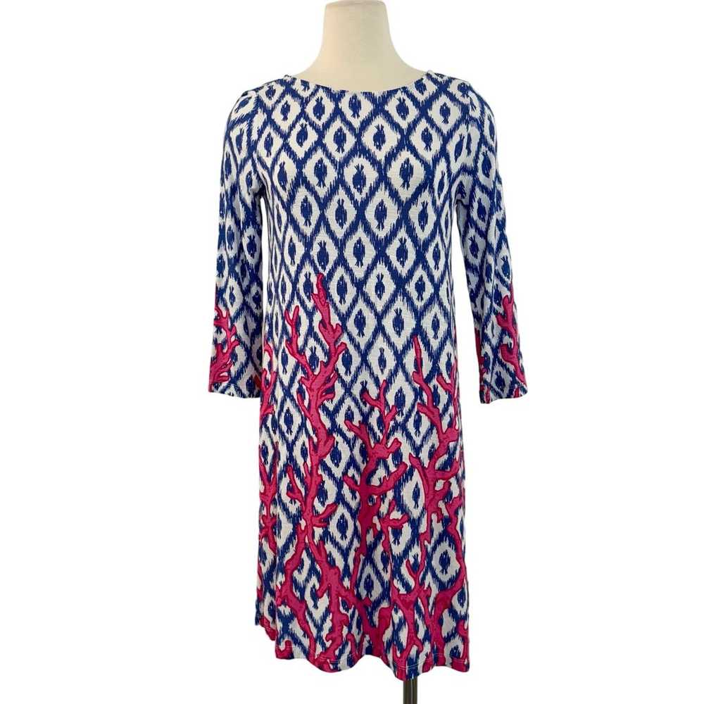 Lilly Pulitzer Swing Dress Ophelia Coral Iris Blu… - image 1