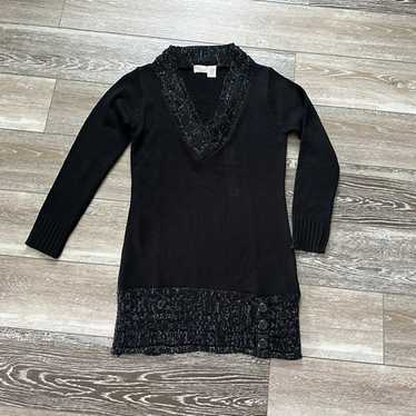 Allison Brittney Sz L Vintage Black Sweater Dress… - image 1