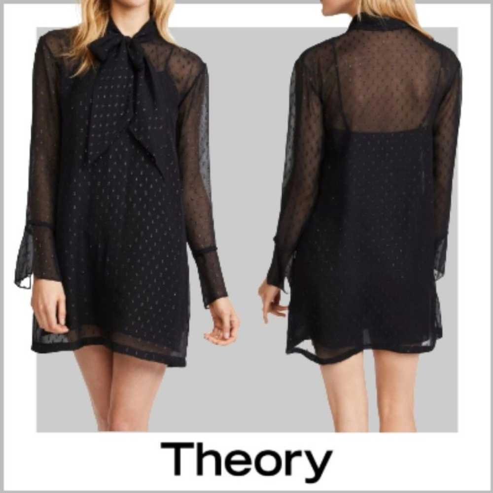 Women's Theory Silk Chiffon Metallic Stitching Sc… - image 1