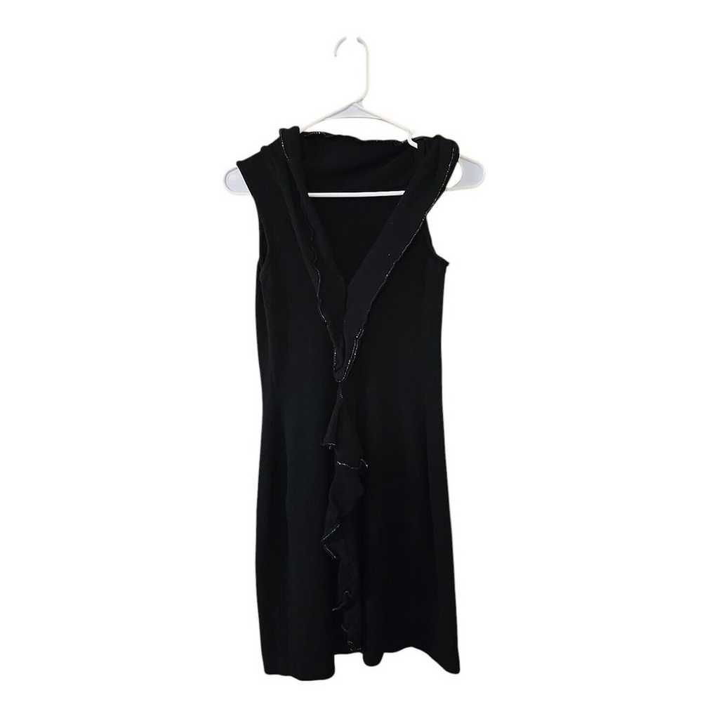 St John Evening Black Knit Ruffled Sleeveless Dre… - image 1