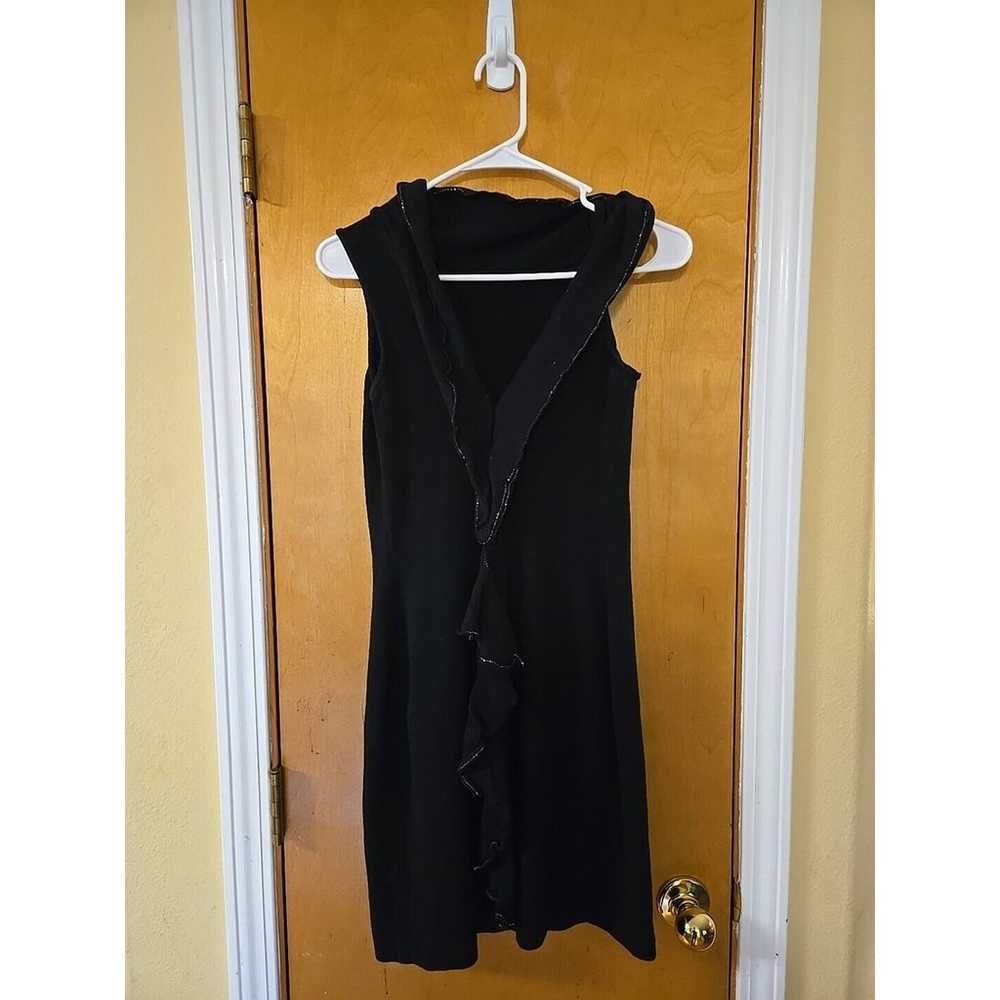 St John Evening Black Knit Ruffled Sleeveless Dre… - image 2