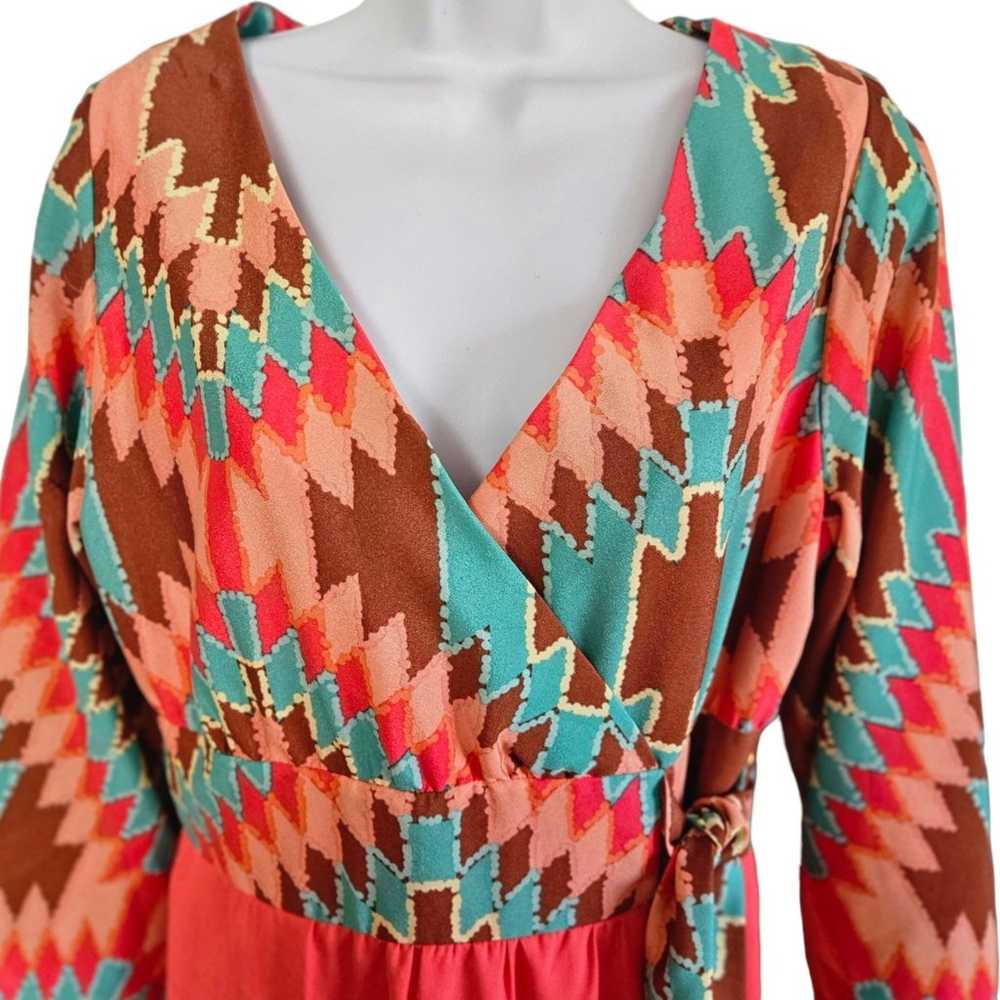 Rare VTG Judith March Azteca Disign Faux Wrap Dre… - image 2