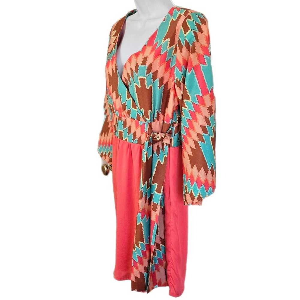 Rare VTG Judith March Azteca Disign Faux Wrap Dre… - image 4