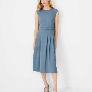 Ann Taylor The Pleated Belted Crew Neck Dress in … - image 1