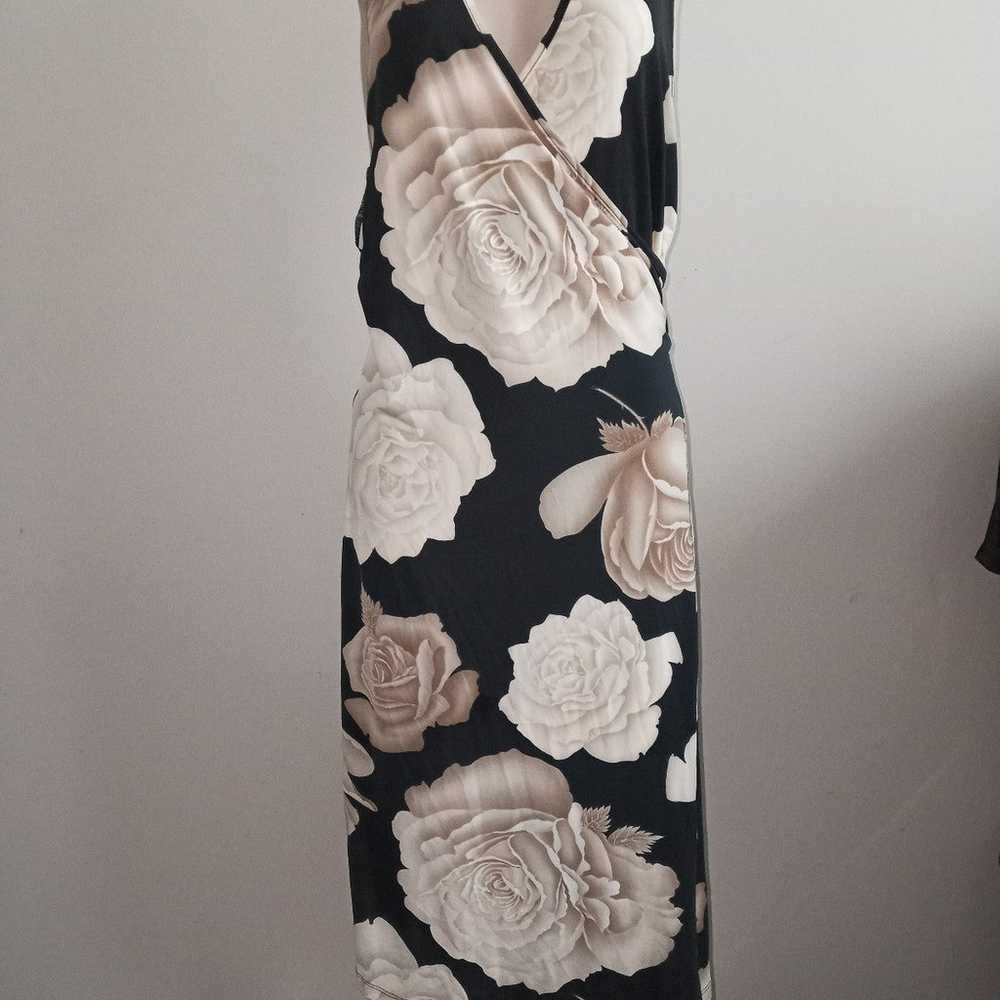 VINTAGE white rose wrap halter statement dress si… - image 10