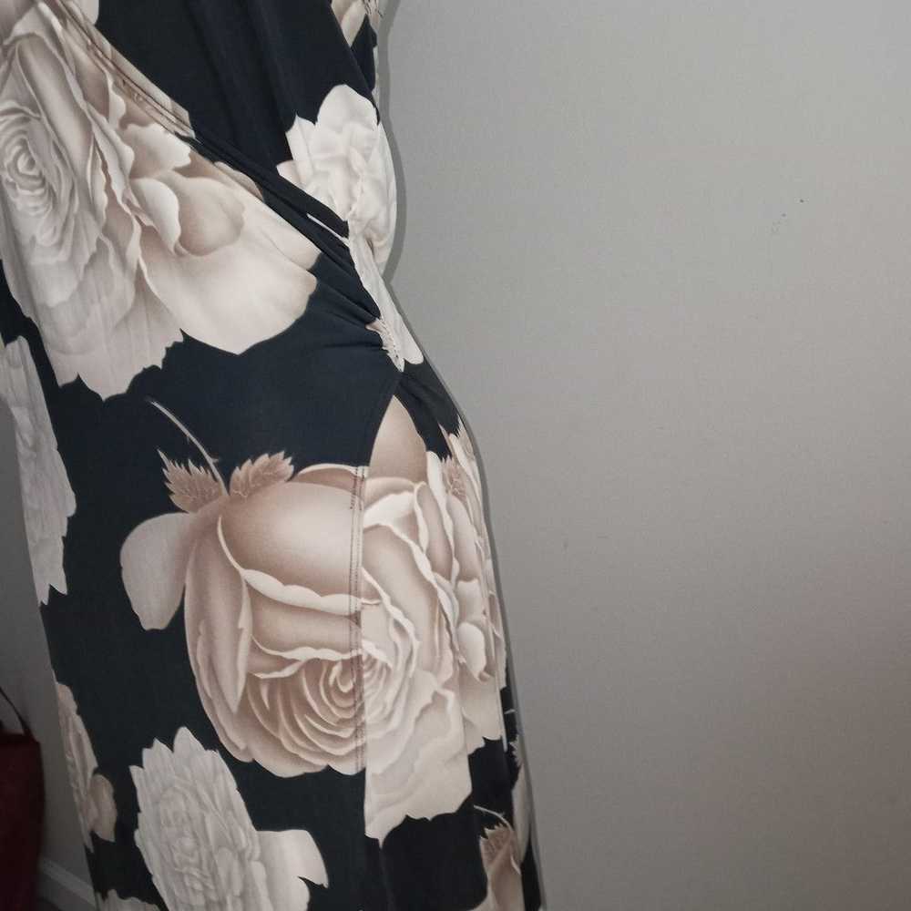 VINTAGE white rose wrap halter statement dress si… - image 3