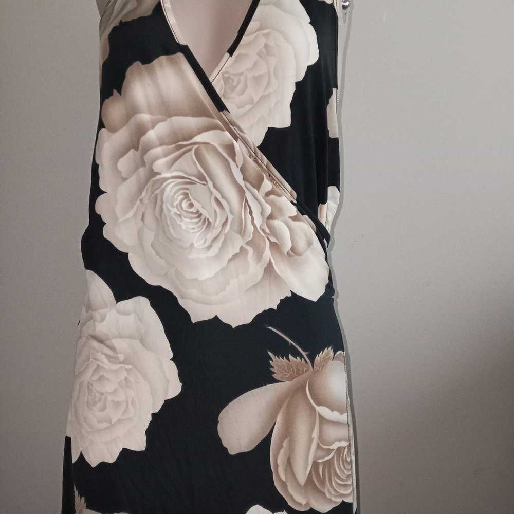 VINTAGE white rose wrap halter statement dress si… - image 4