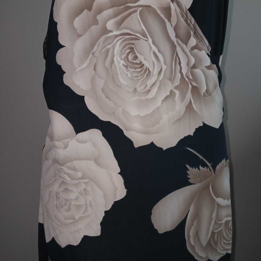 VINTAGE white rose wrap halter statement dress si… - image 6