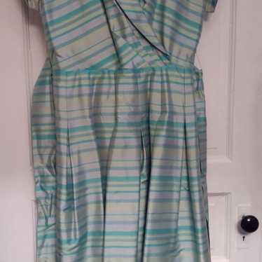 Vintage Anne Klein 100% Silk Stripped Dress