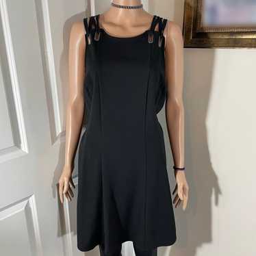 Free People Black Backless Dress With Silver Hoops