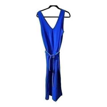 BOSTON PROPER Blue Sleeveless V-Neck Jumpsuit - Si