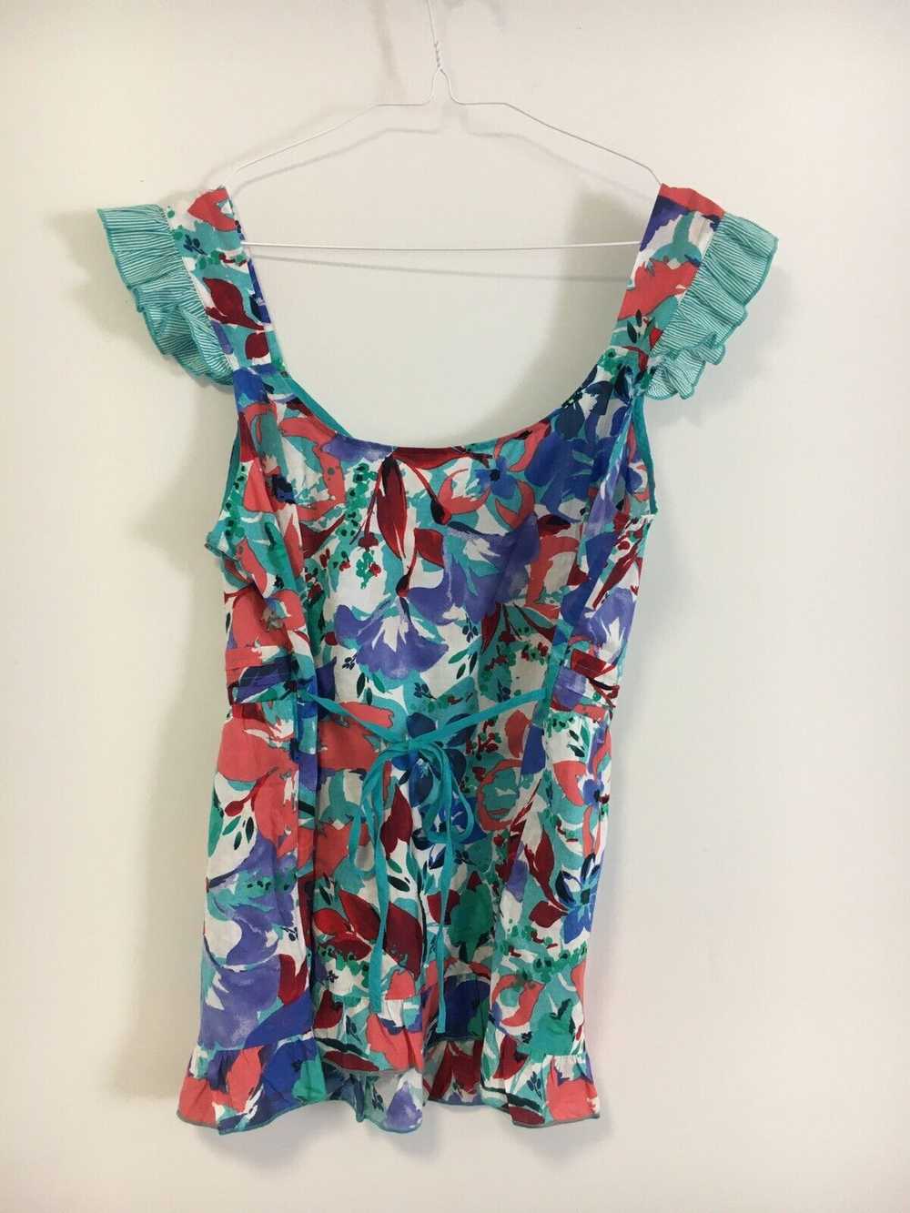 MARKS & SPENCER VEST TOP 16 GREEN PINK BLUE Flora… - image 2